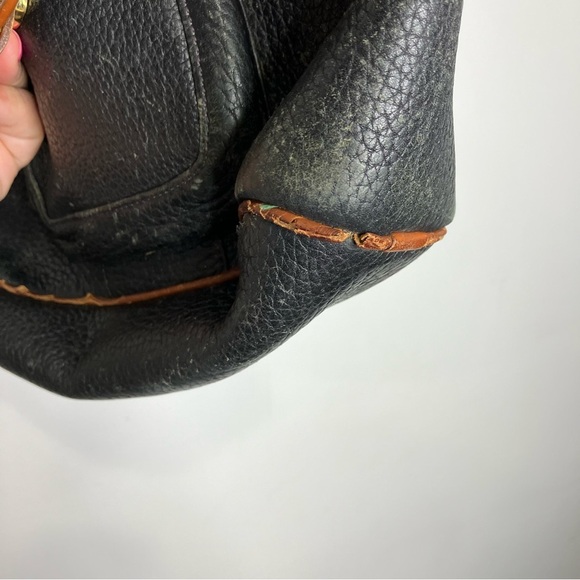 Vintage Dooney & Bourke navy & tan‎ leather AWL sling bag bucket bag - Picture 7 of 17